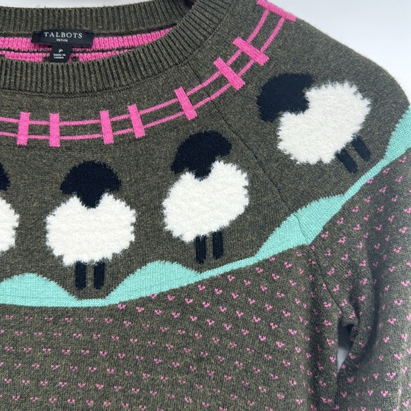 Talbots SHEEP YOKE RAGLAN CREWNECK PULLOVER Size P - Picture 5 of 9